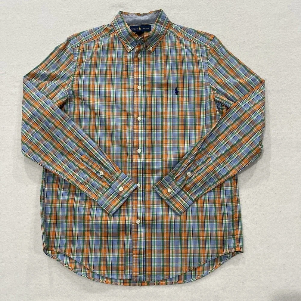 Polo Ralph Lauren Boys XL 18-20 Plaid Cotton Long Sleeve Button Down Shirt